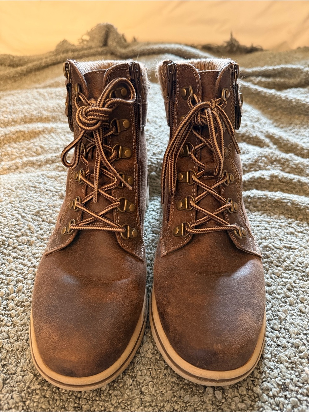 Cliffs by WHITE MOUNTAIN Brown Lace-Up Suede Ankle Boots